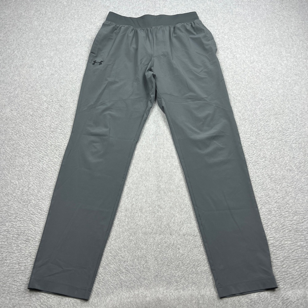 Under Armour Pants Mens Medium Gray Stretch Woven Fitted Training Jogger 1366215